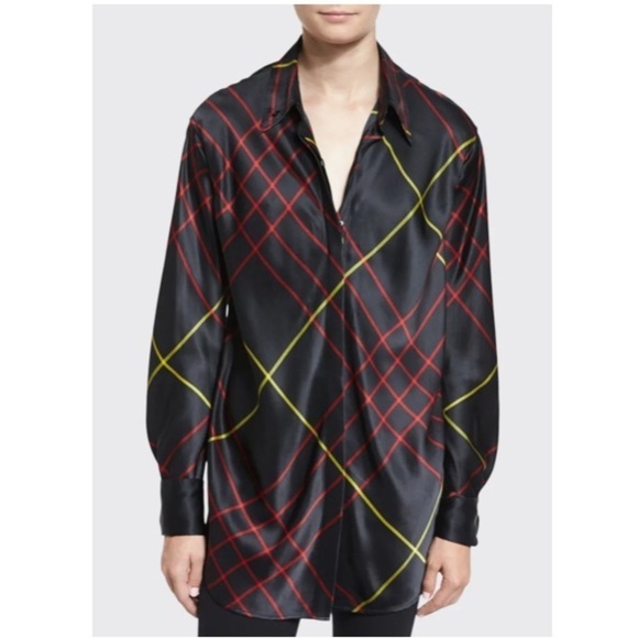 Rag and Bone Silk windowpane Edith Plaid blouse Size medium Tunic - Picture 2 of 16